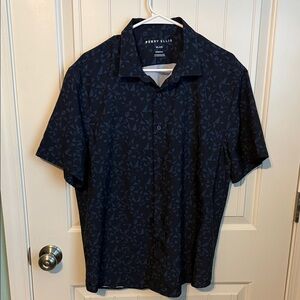 Perry Ellis Men's Dark Blue Geometric Shirt